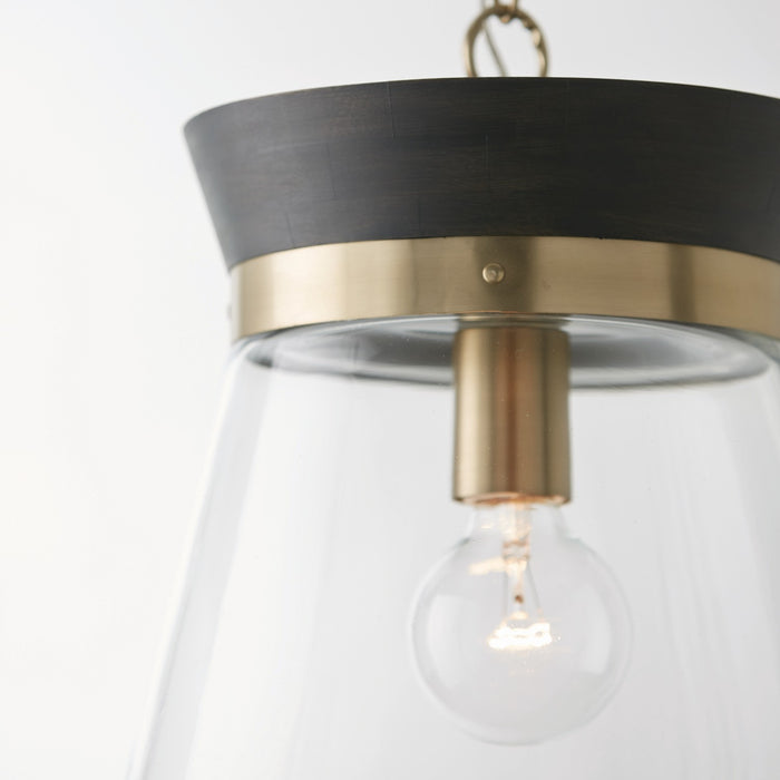 Capital Lighting 347311KR One Light Pendant, Black Stain and Matte Brass