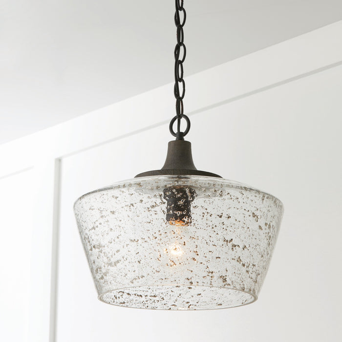 Capital Lighting 347611CK One Light Pendant, Carbon Grey and Black Iron