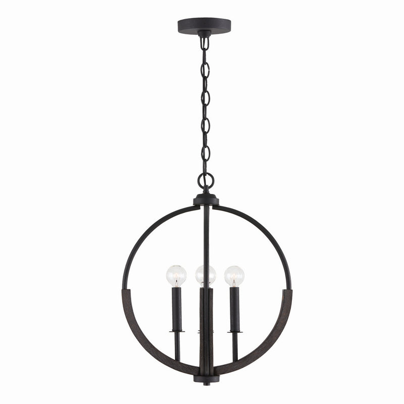 Capital Lighting 347642CK Four Light Pendant, Carbon Grey and Black Iron