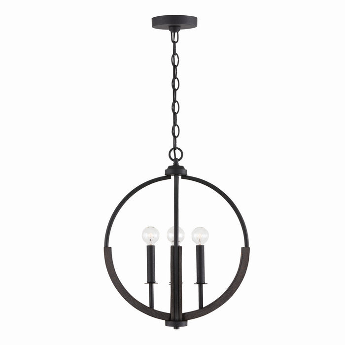 Capital Lighting 347642CK Four Light Pendant, Carbon Grey and Black Iron