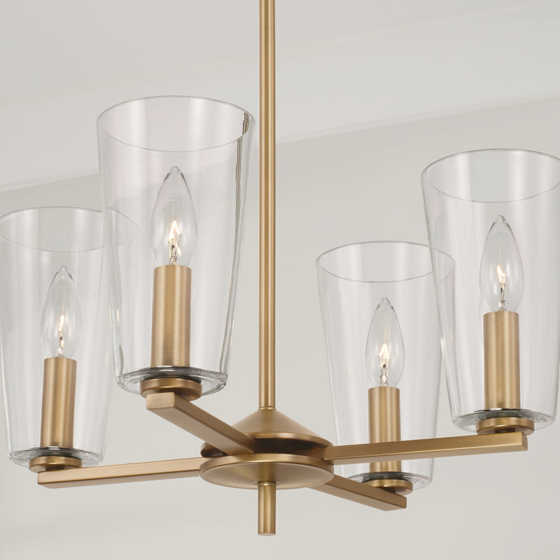 Capital Lighting 348641AD-538 Four Light Pendant, Aged Brass
