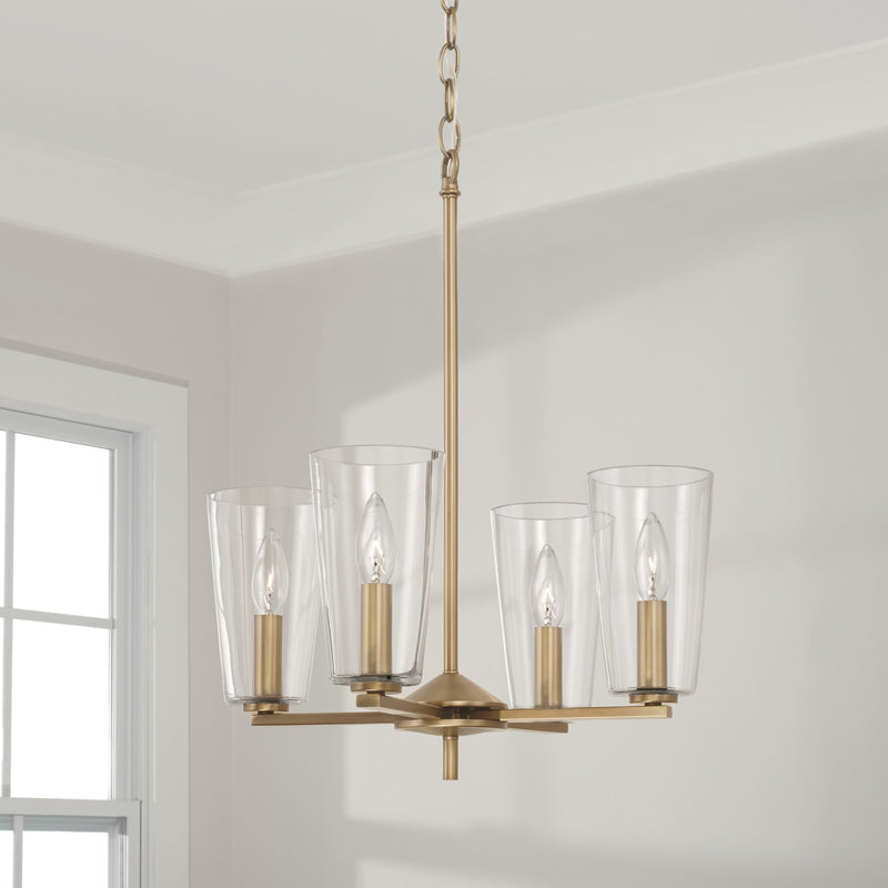 Capital Lighting 348641AD-538 Four Light Pendant, Aged Brass