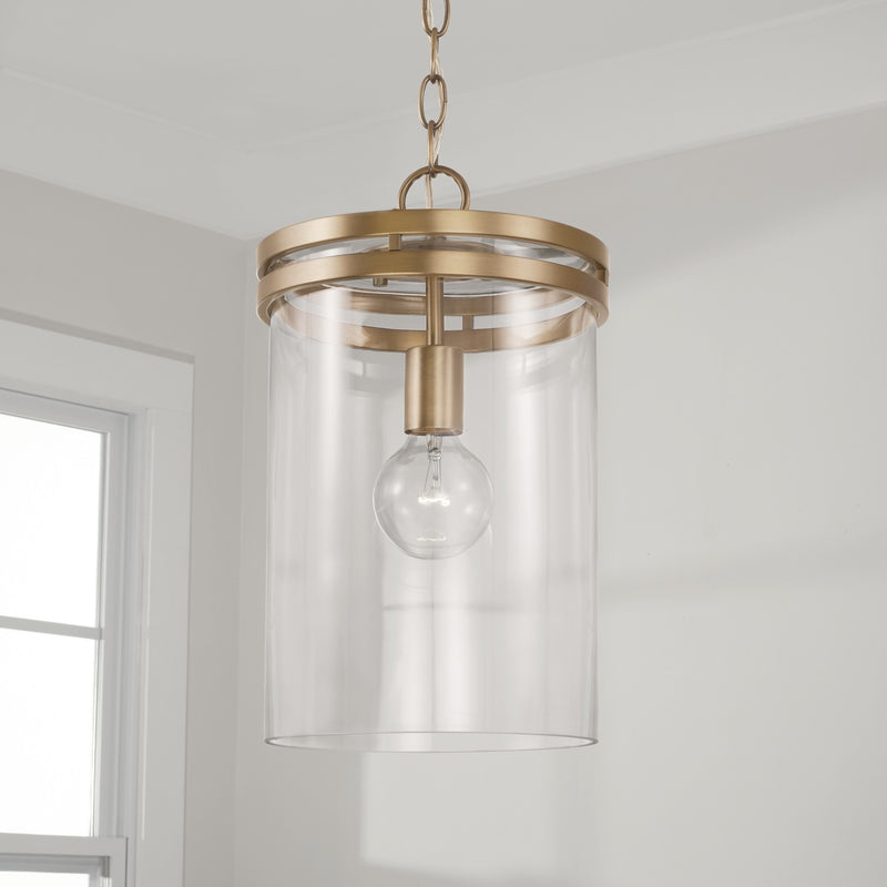 Capital Lighting 348711AD One Light Pendant, Aged Brass