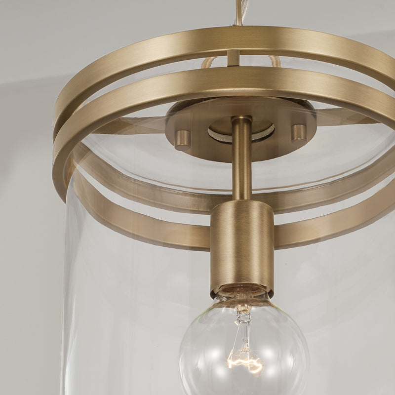 Capital Lighting 348711AD One Light Pendant, Aged Brass