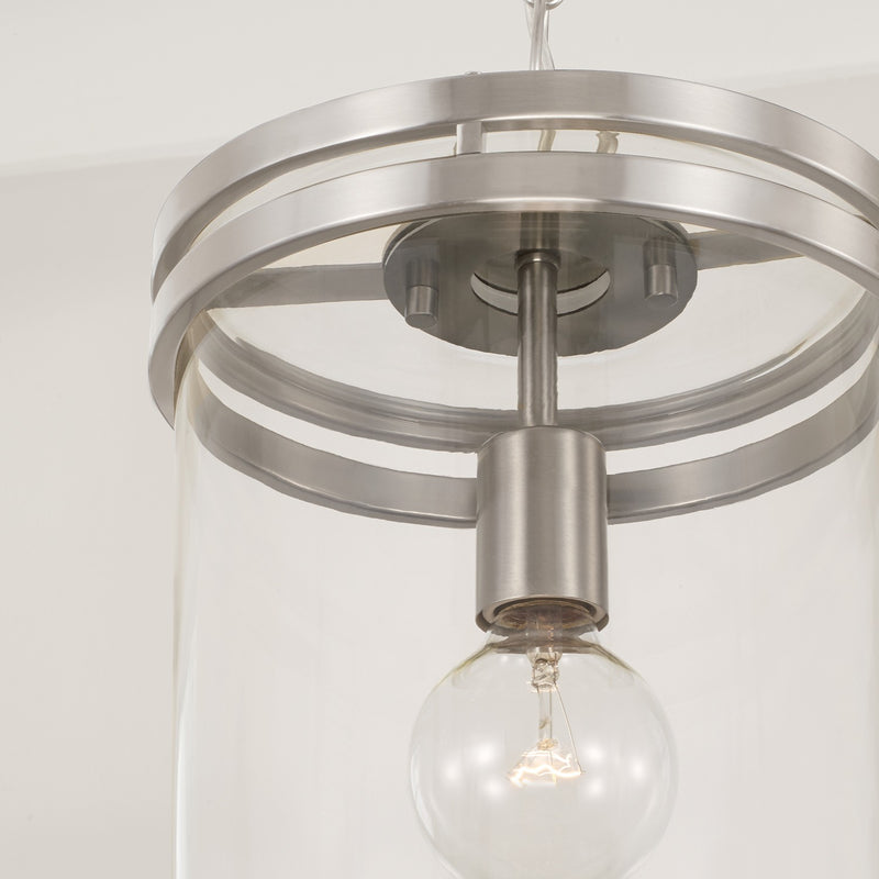 Capital Lighting 348711BN One Light Pendant, Brushed Nickel