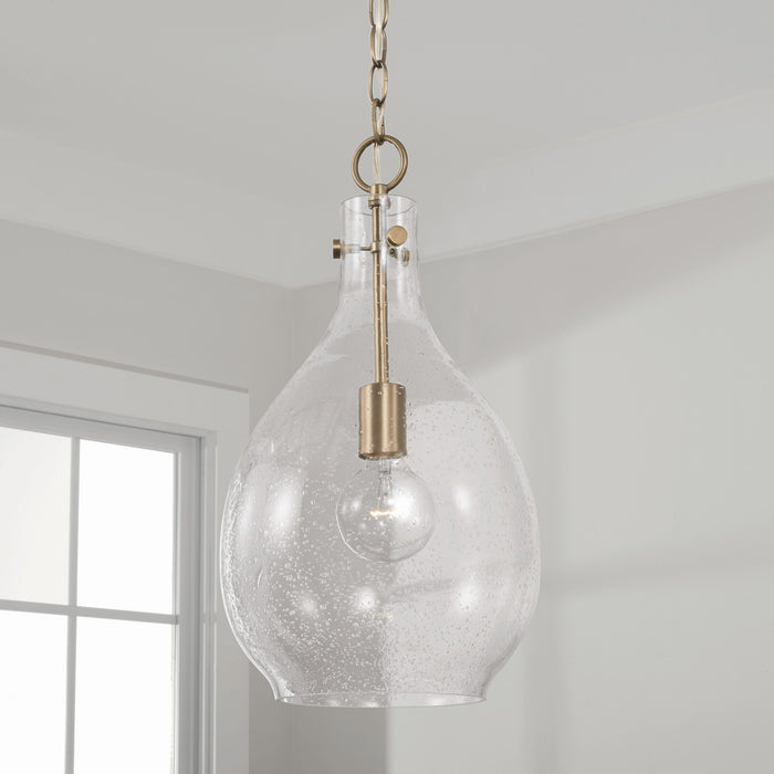 Capital Lighting 349011AD One Light Pendant, Aged Brass