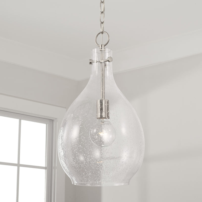 Capital Lighting 349011BN One Light Pendant, Brushed Nickel