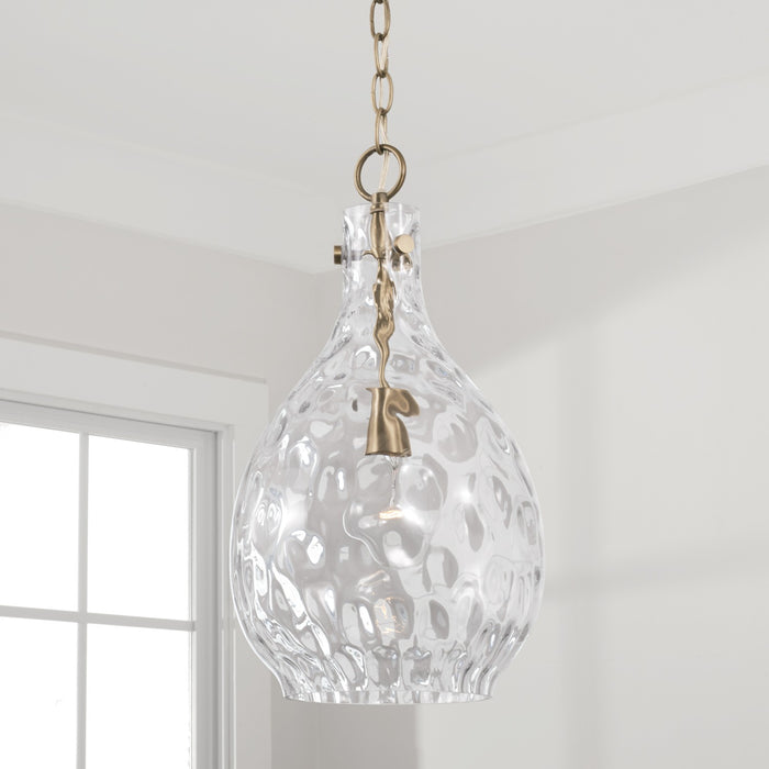 Capital Lighting 349012AD One Light Pendant, Aged Brass