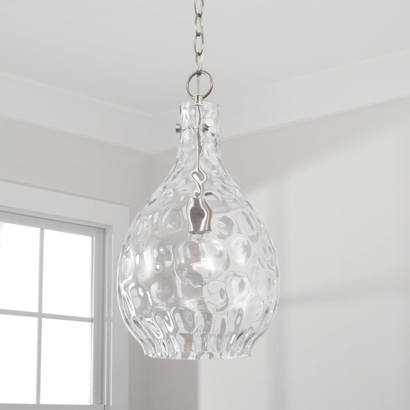 Capital Lighting 349012BN One Light Pendant, Brushed Nickel