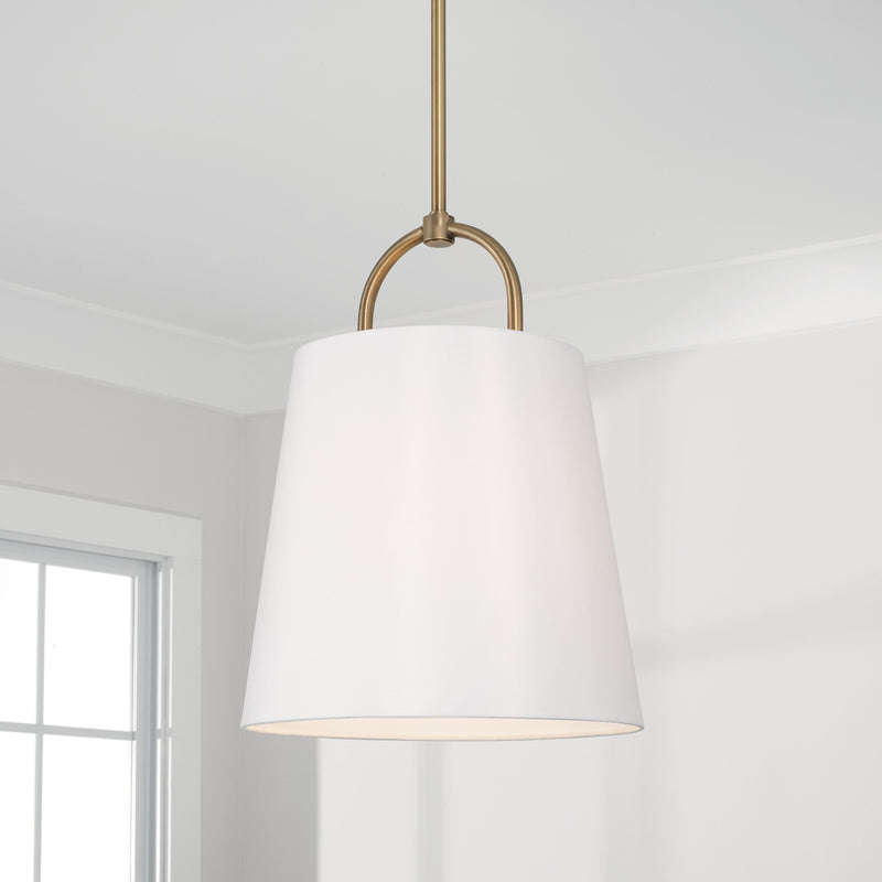Capital Lighting 349412AD One Light Pendant, Aged Brass