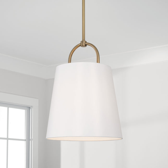 Capital Lighting 349412AD One Light Pendant, Aged Brass