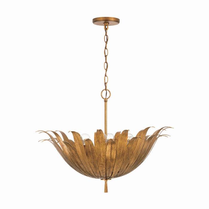 Capital Lighting 349541AG Four Light Pendant, Antique Gold