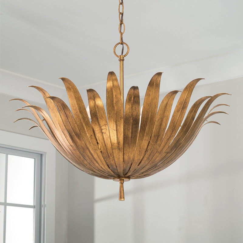 Capital Lighting 349541AG Four Light Pendant, Antique Gold