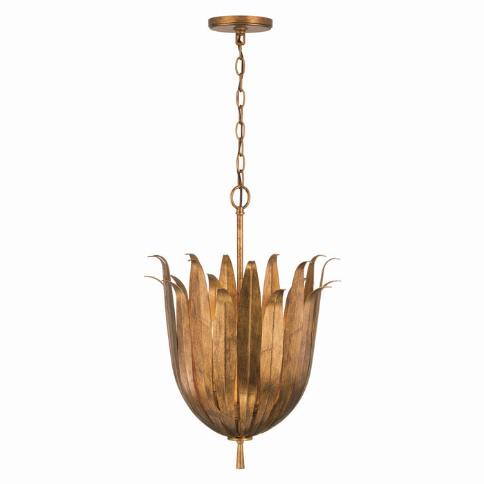 Capital Lighting 349542AG Four Light Pendant, Antique Gold