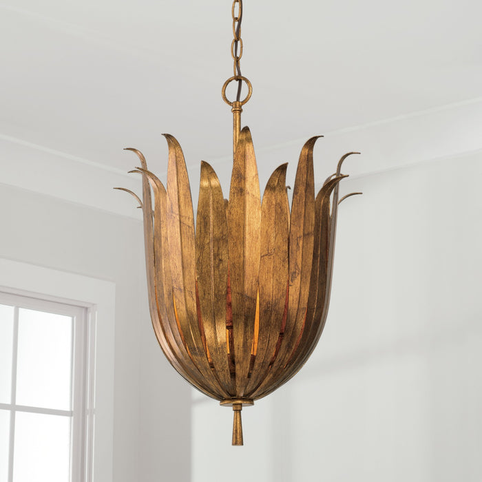 Capital Lighting 349542AG Four Light Pendant, Antique Gold