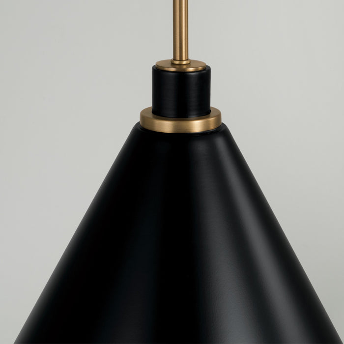 Capital Lighting 350112AB One Light Pendant, Aged Brass and Black