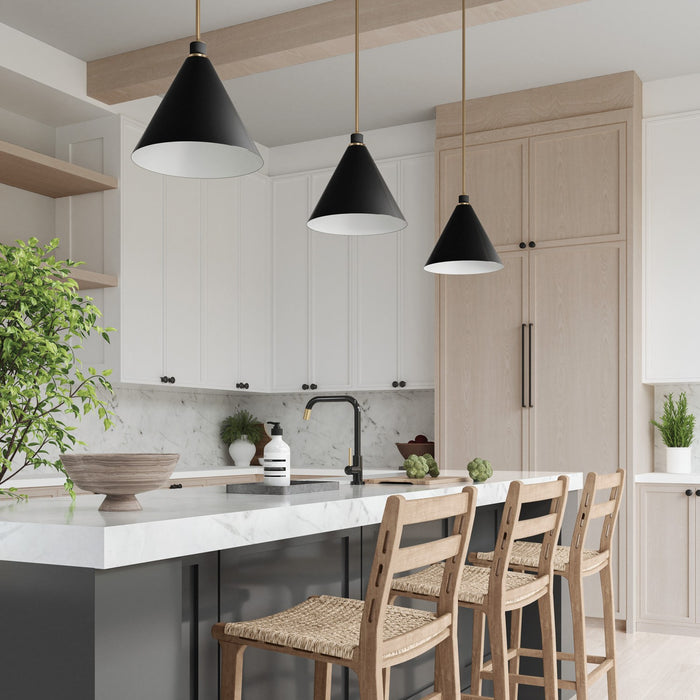 Capital Lighting 350112AB One Light Pendant, Aged Brass and Black