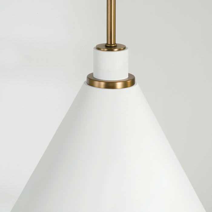 Capital Lighting 350112AW One Light Pendant, Aged Brass and White