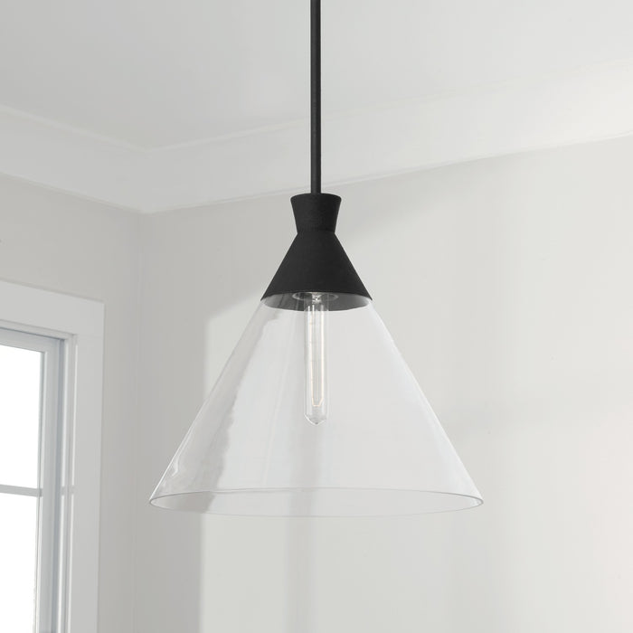 Capital Lighting 350311XK One Light Pendant, Textured Black