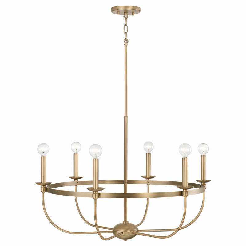 Capital Lighting 425161AD Six Light Chandelier, Aged Brass