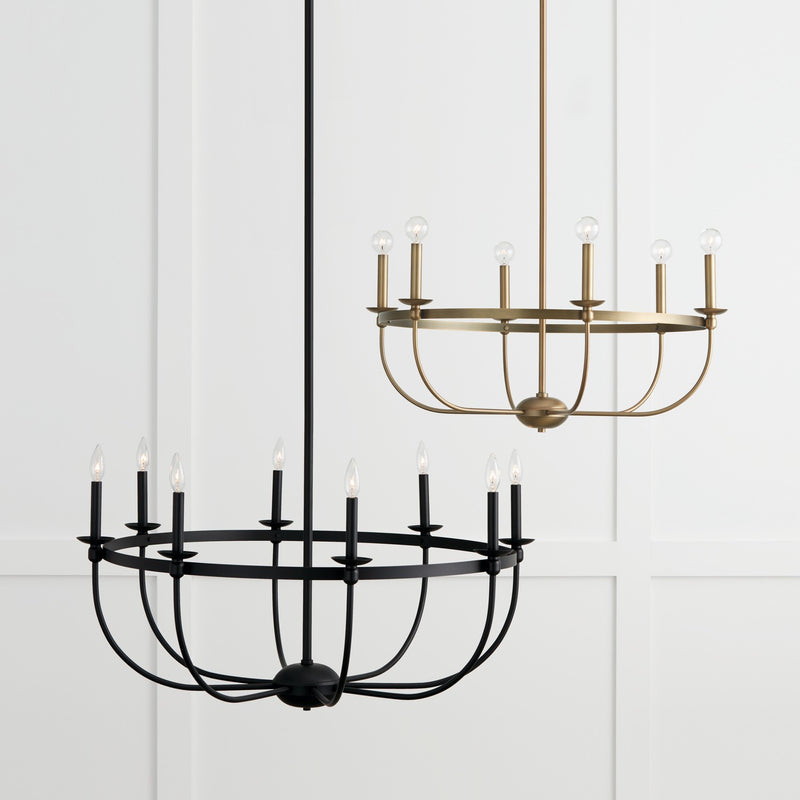 Capital Lighting 425161AD Six Light Chandelier, Aged Brass