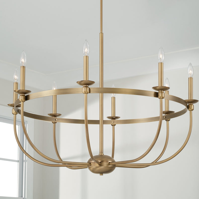 Capital Lighting 425181AD Eight Light Chandelier, Aged Brass