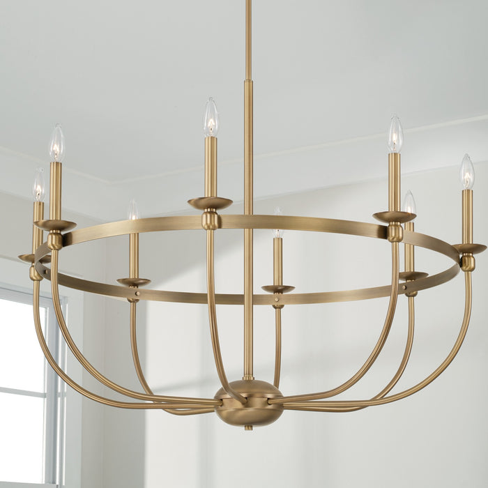 Capital Lighting 425181AD Eight Light Chandelier, Aged Brass