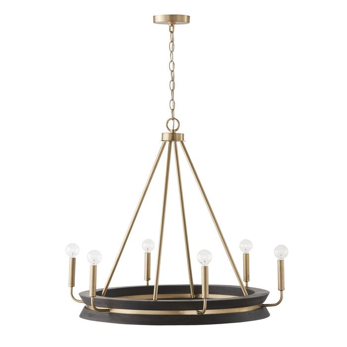 Capital Lighting 447361KR Six Light Chandelier, Black Stain and Matte Brass