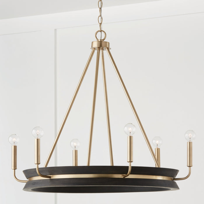 Capital Lighting 447361KR Six Light Chandelier, Black Stain and Matte Brass