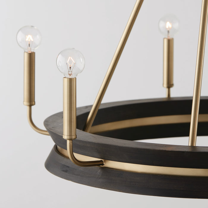 Capital Lighting 447361KR Six Light Chandelier, Black Stain and Matte Brass