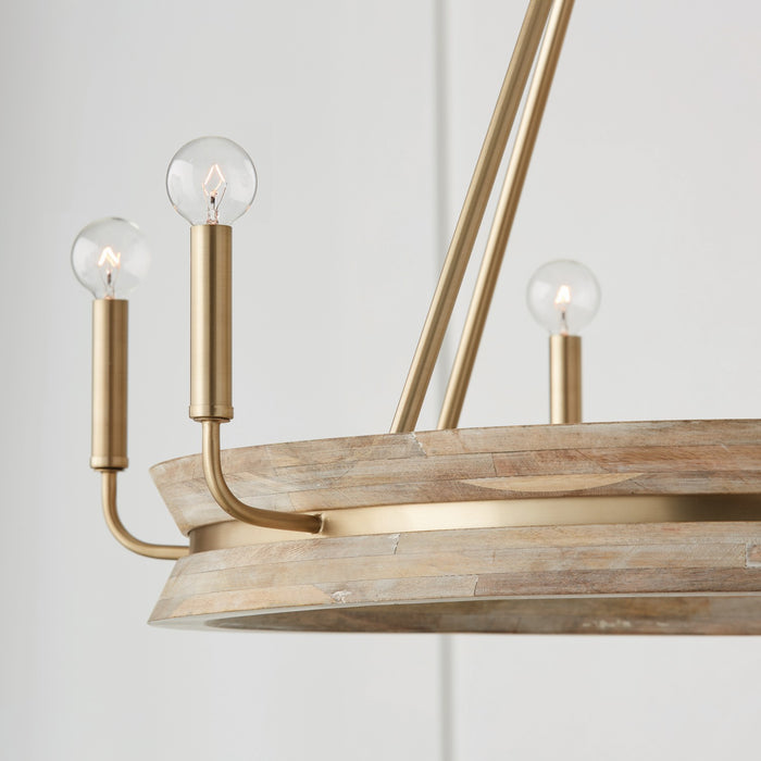 Capital Lighting 447361WS Six Light Chandelier, White Wash and Matte Brass