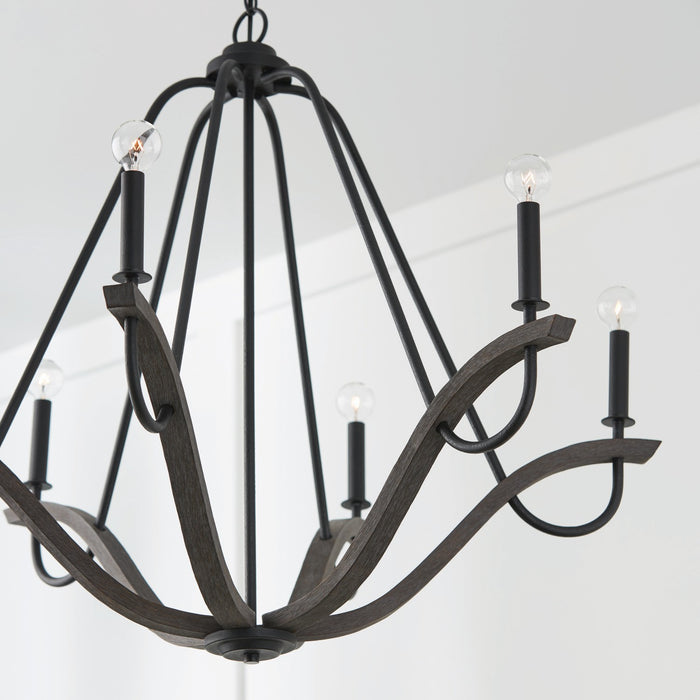 Capital Lighting 447661CK Six Light Chandelier, Carbon Grey and Black Iron