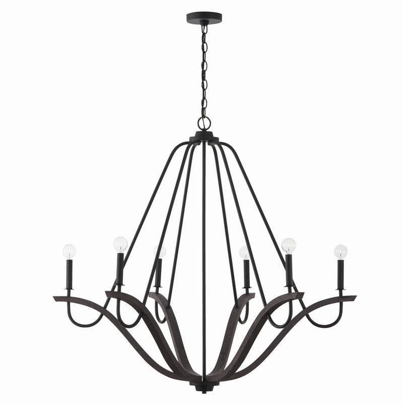 Capital Lighting 447662CK Six Light Chandelier, Carbon Grey and Black Iron