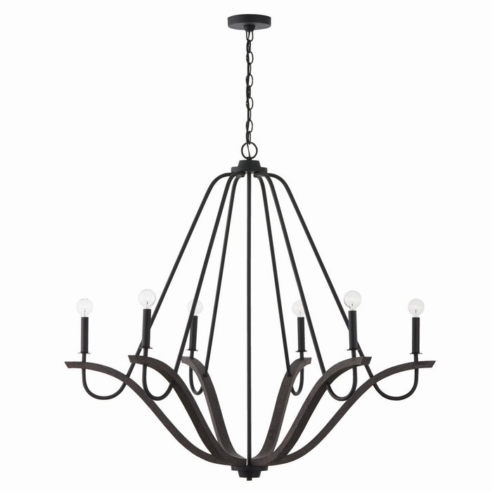 Capital Lighting 447662CK Six Light Chandelier, Carbon Grey and Black Iron