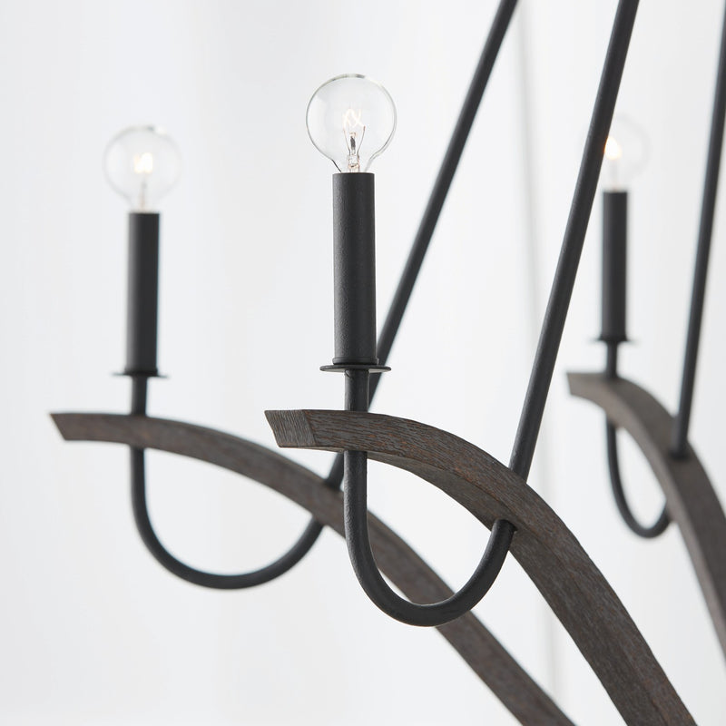 Capital Lighting 447662CK Six Light Chandelier, Carbon Grey and Black Iron