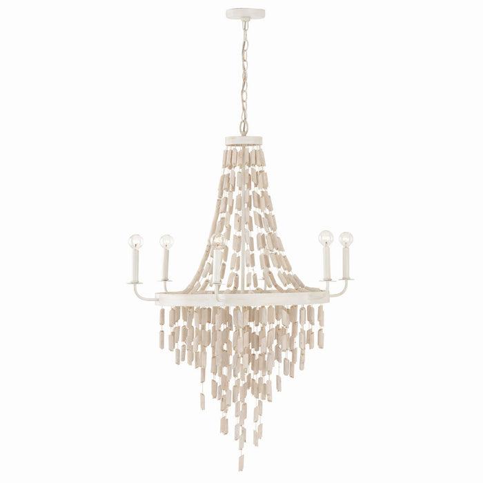 Capital Lighting 447761OW Six Light Chandelier, Organic White