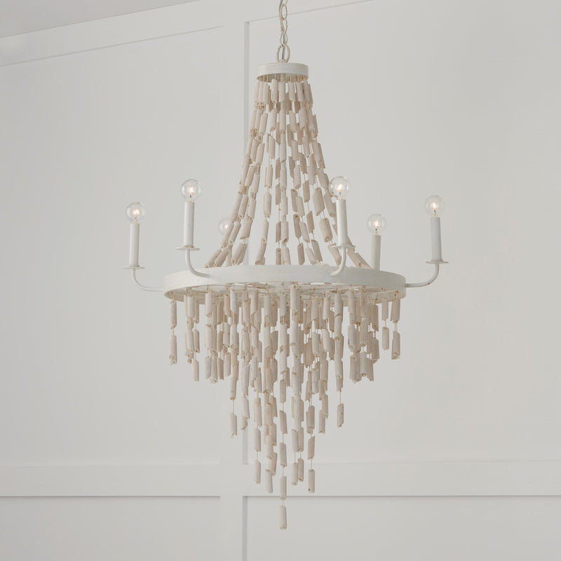 Capital Lighting 447761OW Six Light Chandelier, Organic White