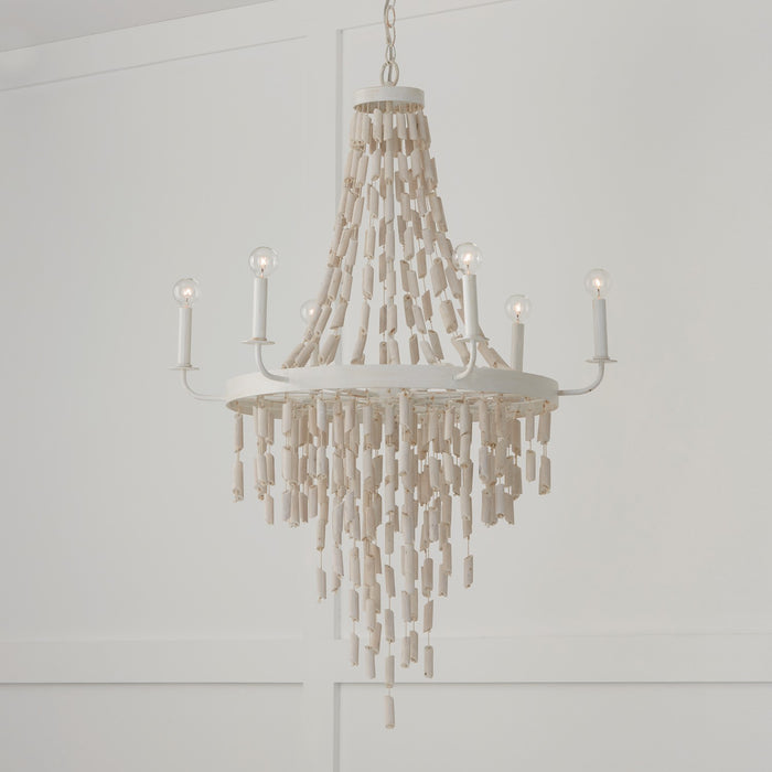 Capital Lighting 447761OW Six Light Chandelier, Organic White