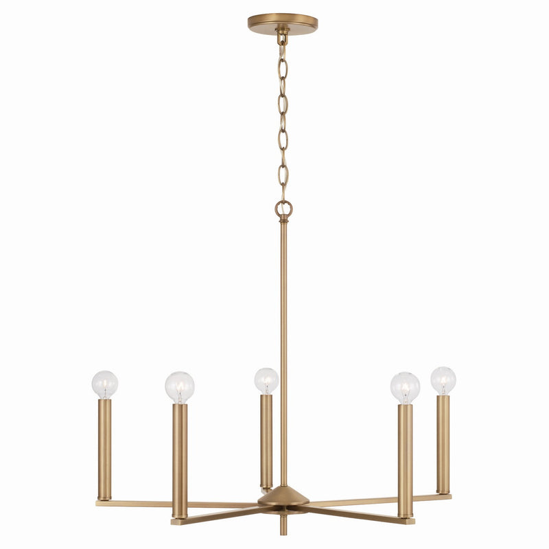 Capital Lighting 448651AD Five Light Chandelier, Aged Brass
