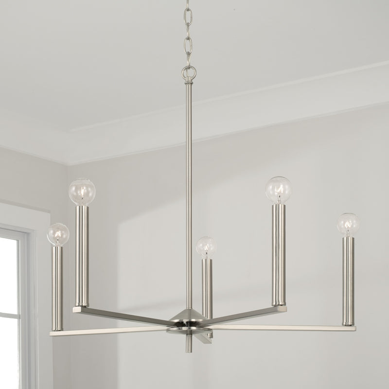 Capital Lighting 448651BN Five Light Chandelier, Brushed Nickel