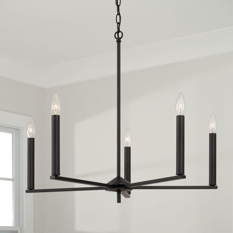 Capital Lighting 448651MB Five Light Chandelier, Matte Black