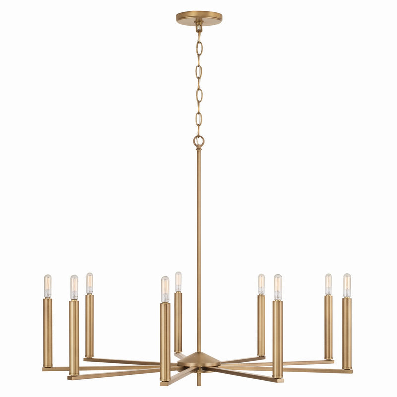 Capital Lighting 448691AD Nine Light Chandelier, Aged Brass