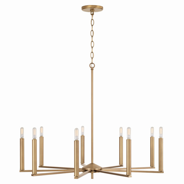 Capital Lighting 448691AD Nine Light Chandelier, Aged Brass
