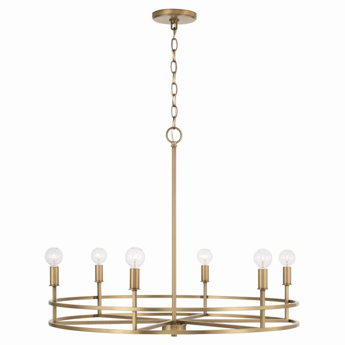 Capital Lighting 448761AD Six Light Chandelier, Aged Brass
