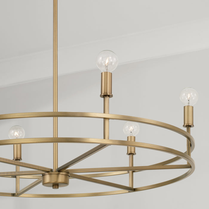 Capital Lighting 448761AD Six Light Chandelier, Aged Brass