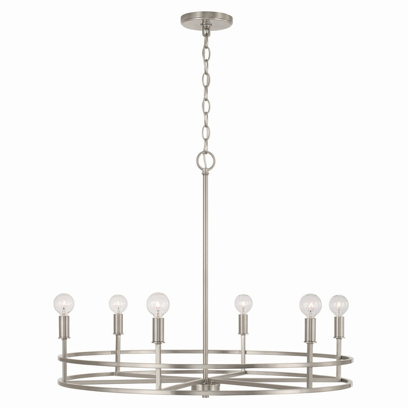 Capital Lighting 448761BN Six Light Chandelier, Brushed Nickel