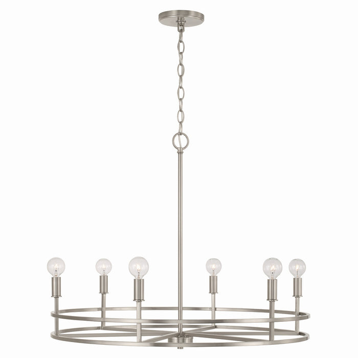 Capital Lighting 448761BN Six Light Chandelier, Brushed Nickel