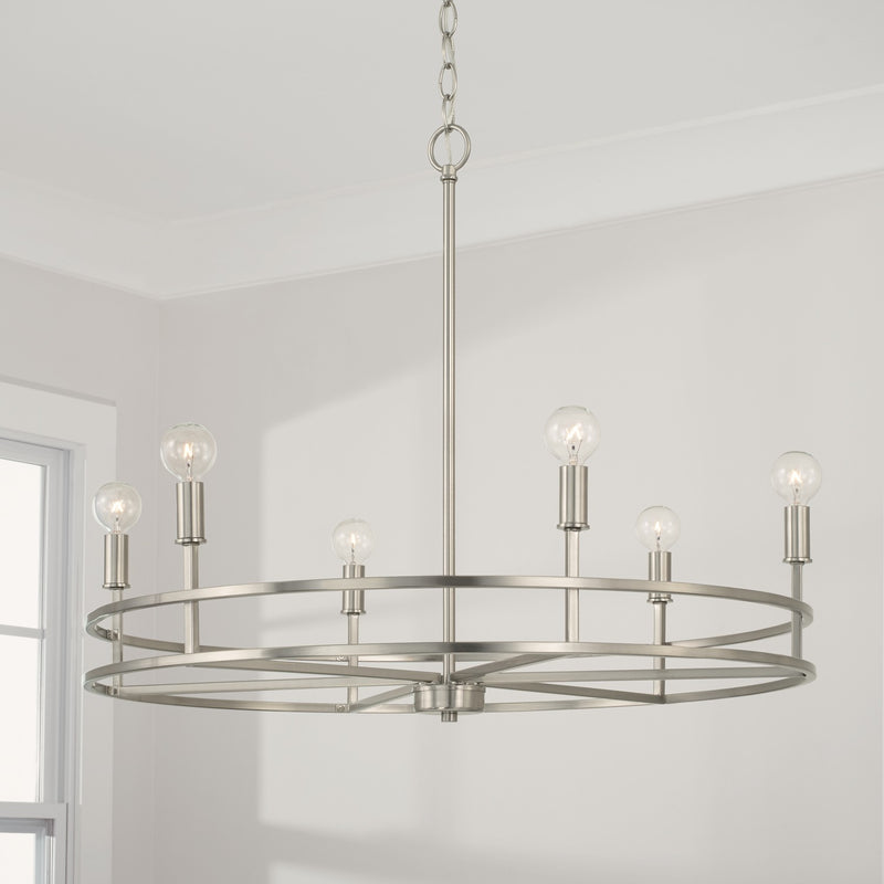 Capital Lighting 448761BN Six Light Chandelier, Brushed Nickel