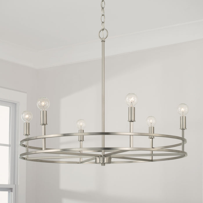 Capital Lighting 448761BN Six Light Chandelier, Brushed Nickel