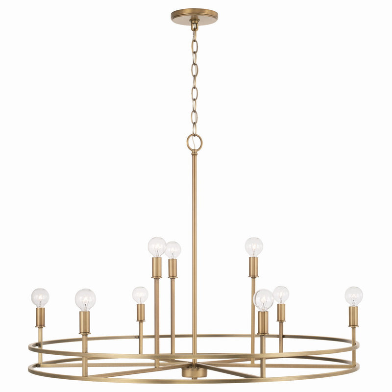 Capital Lighting 448791AD Nine Light Chandelier, Aged Brass